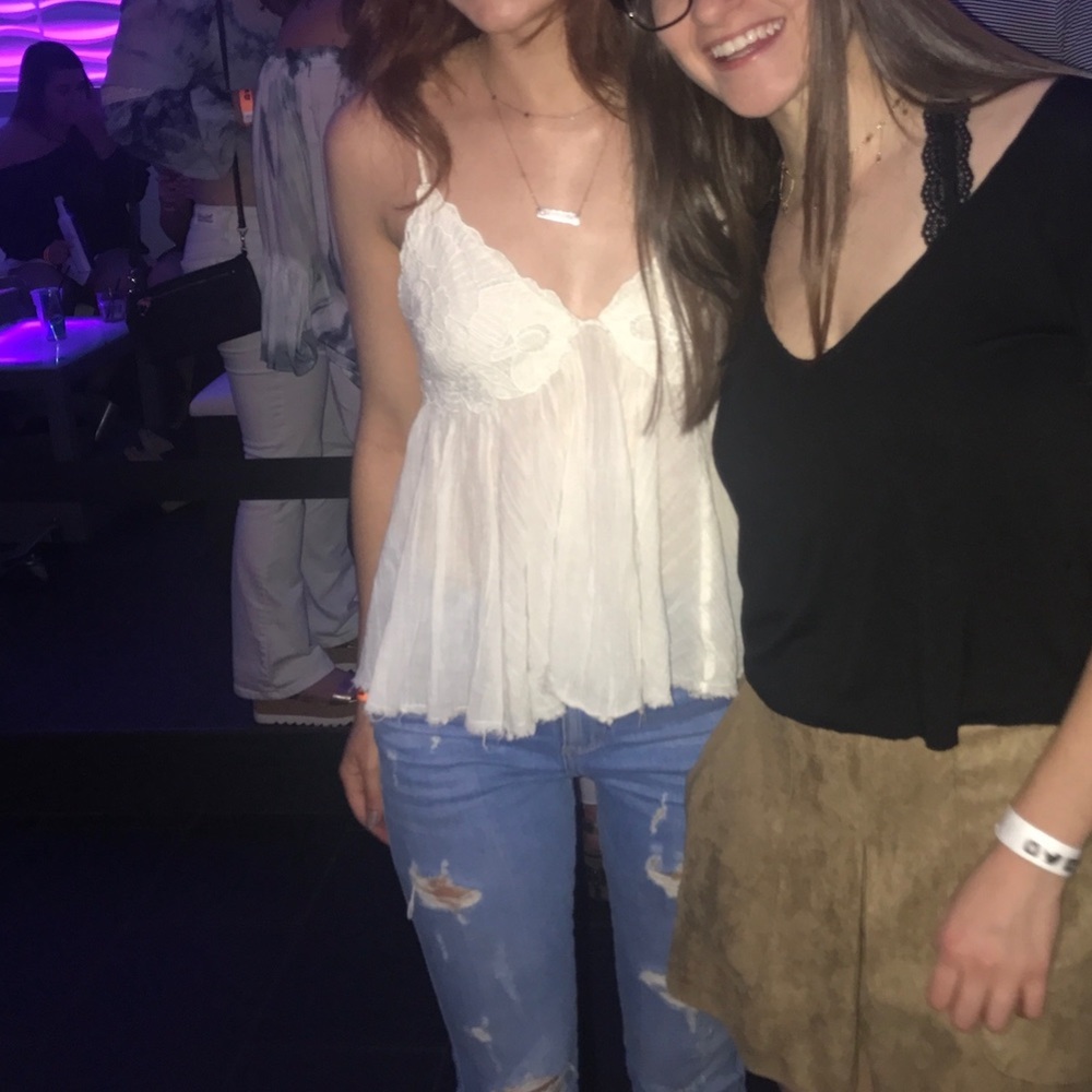 Free People White Flowy Top